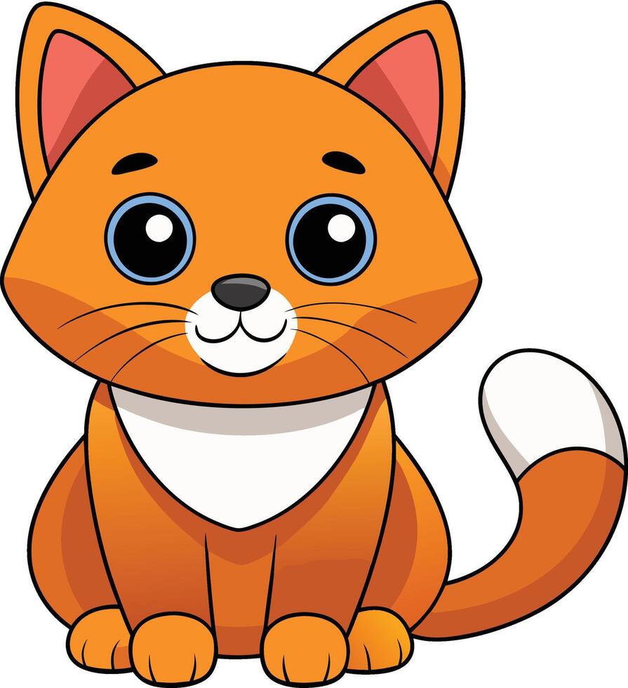 Cartoon funny cat on white background vector