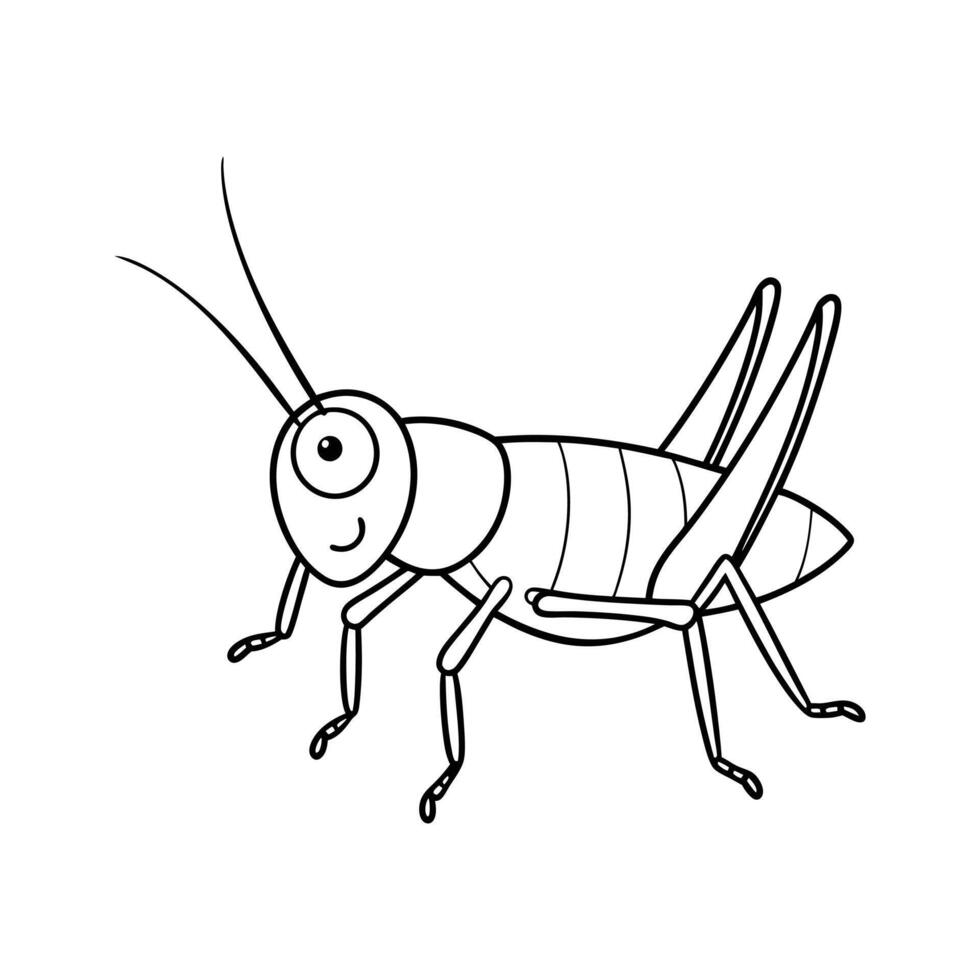 cartoon grasshopper isolated on Line art vector