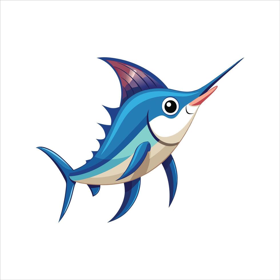 Cartoon marlin fish isolated on a white background vector