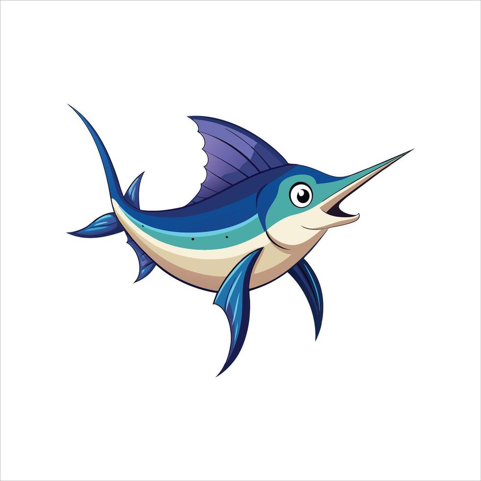 Cartoon marlin fish isolated on a white background vector