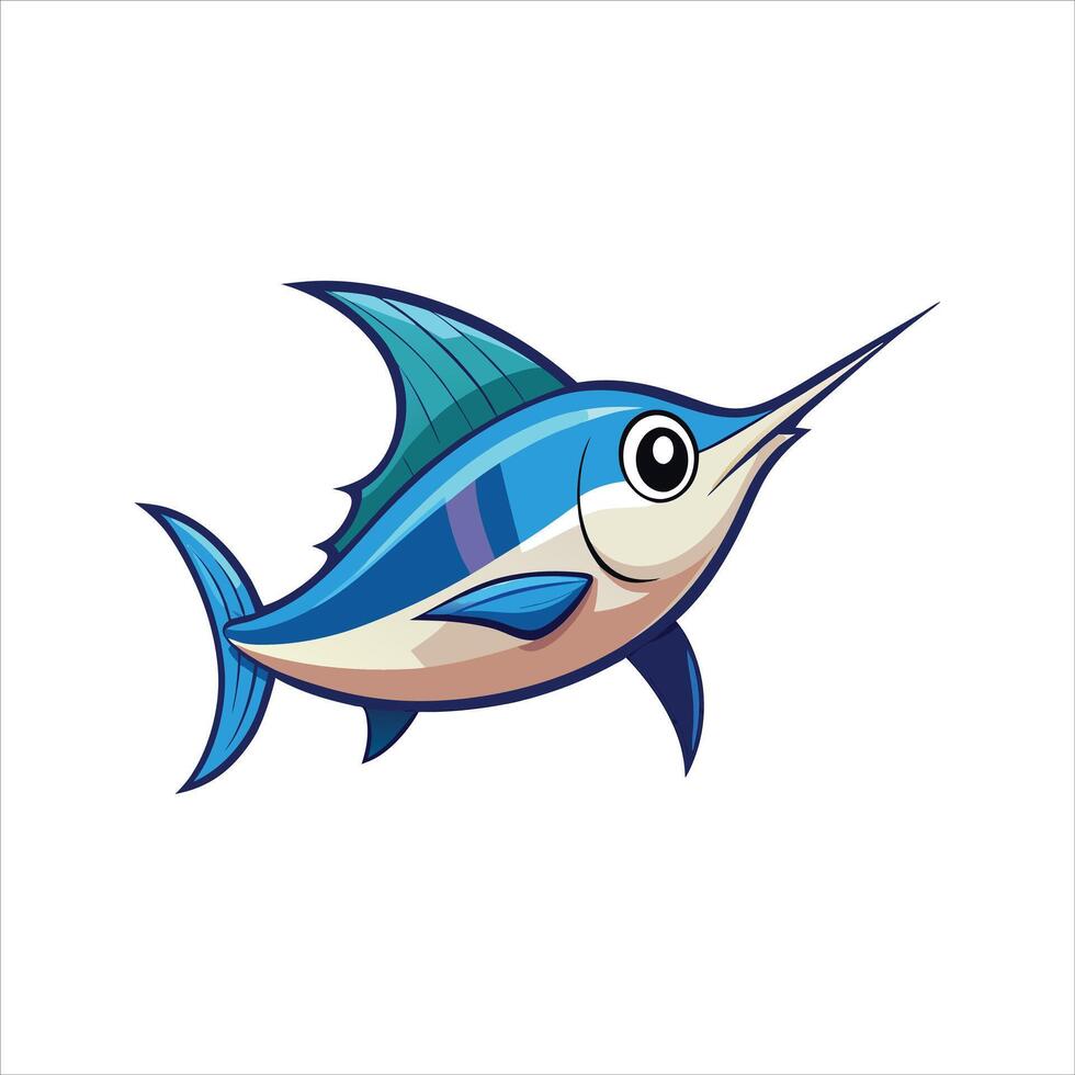 Cartoon marlin fish isolated on a white background vector