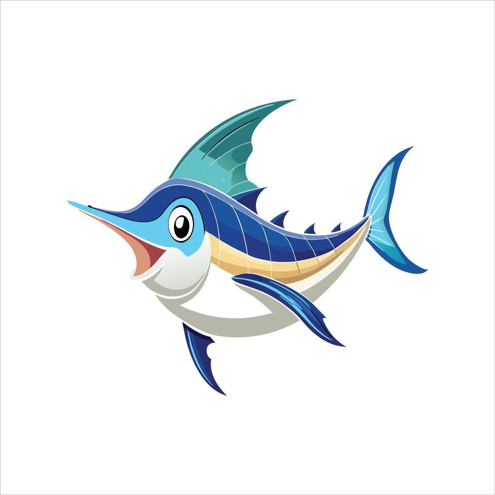 Cartoon marlin fish isolated on a white background vector