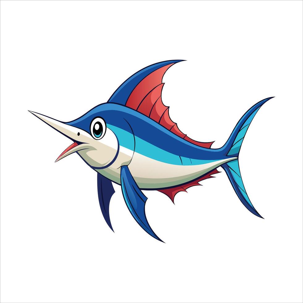 Cartoon marlin fish isolated on a white background vector