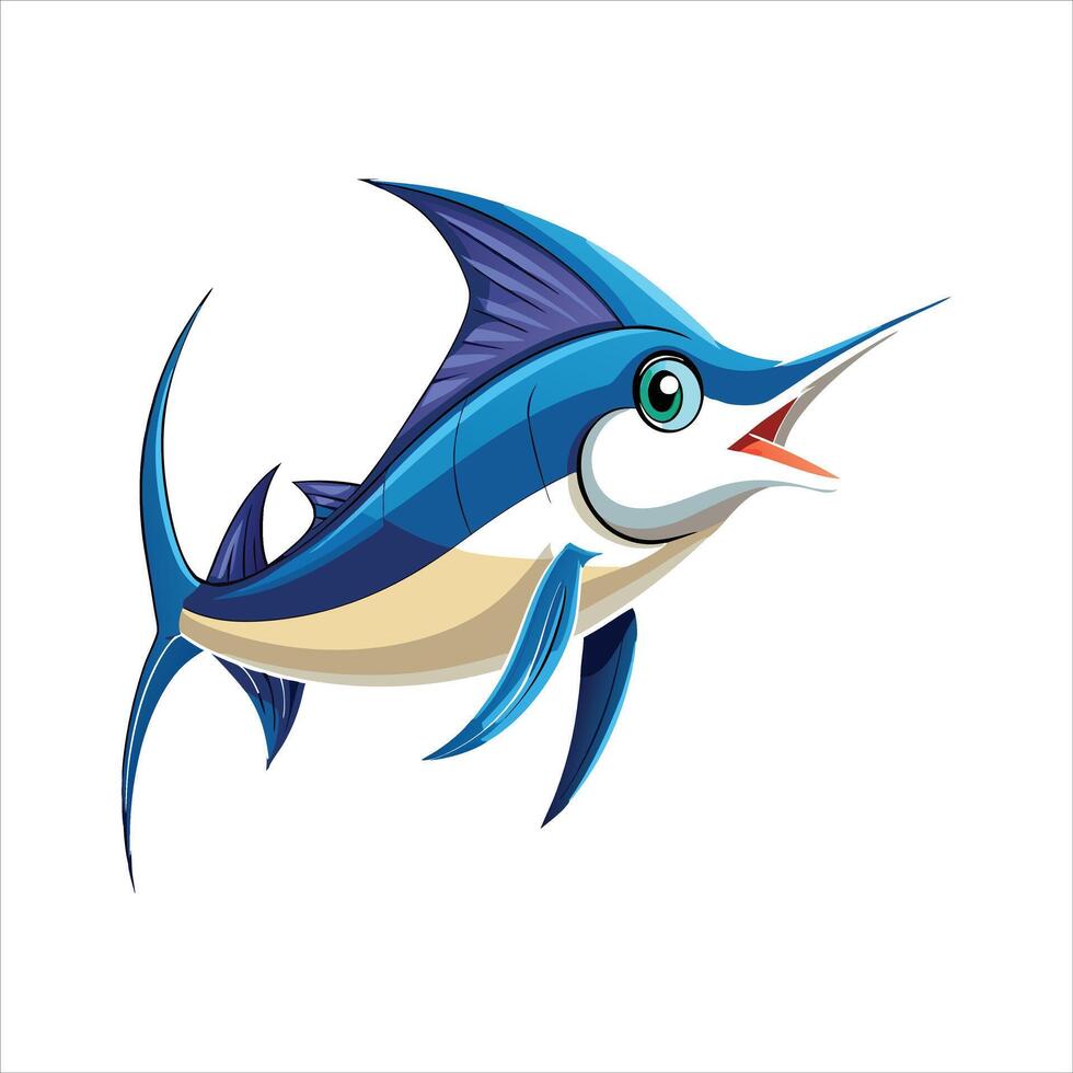 Cartoon marlin fish isolated on a white background vector