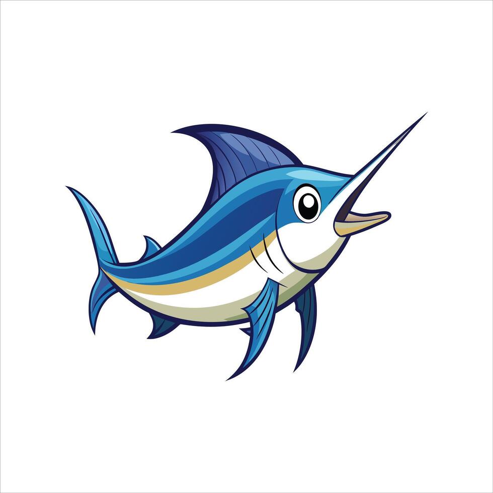 Cartoon marlin fish isolated on a white background vector