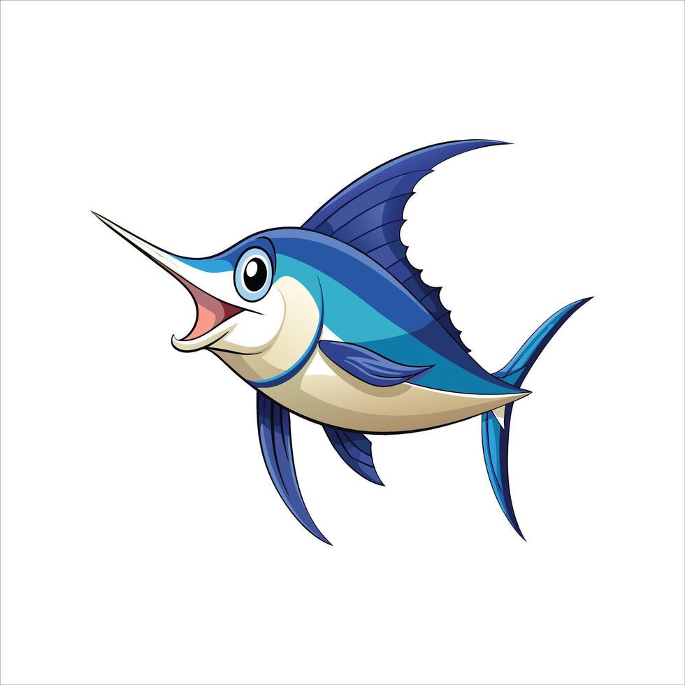 Cartoon marlin fish isolated on a white background vector