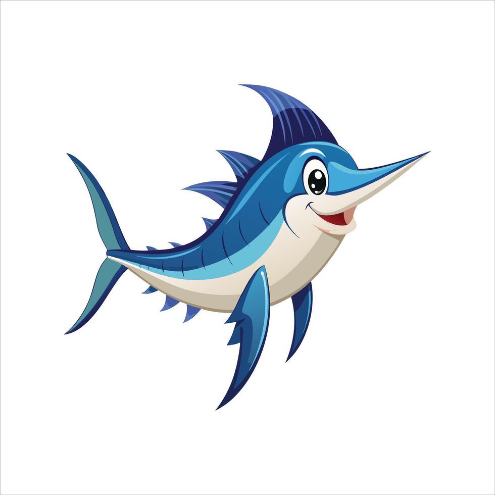 Cartoon marlin fish isolated on a white background vector