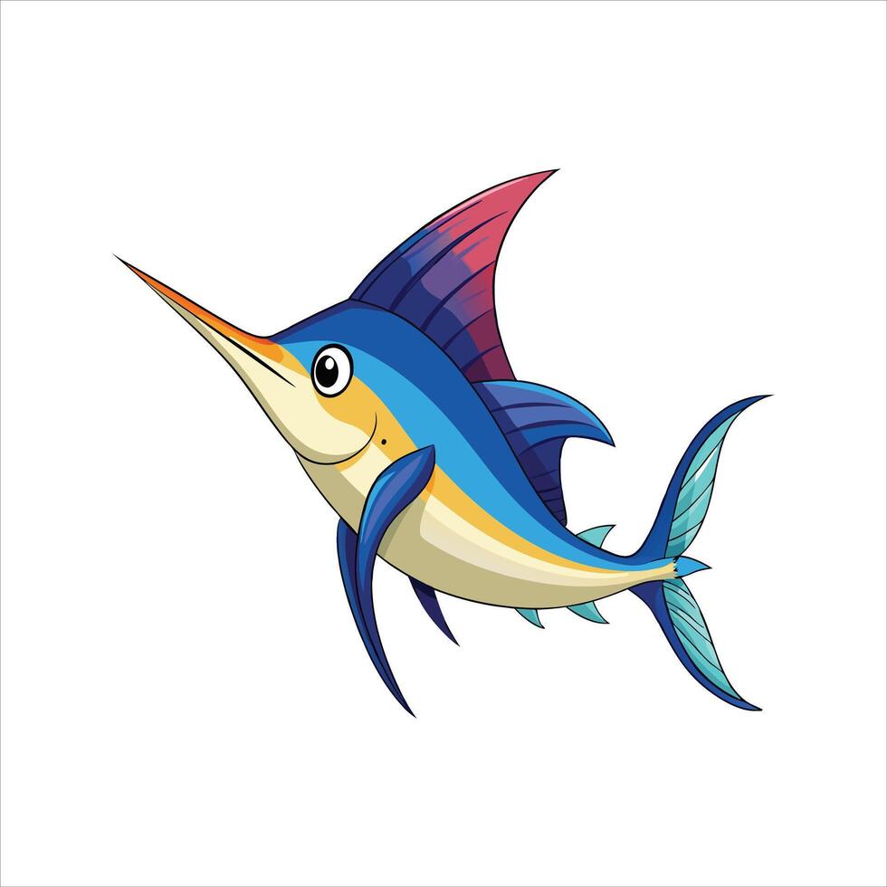 Cartoon marlin fish isolated on a white background vector