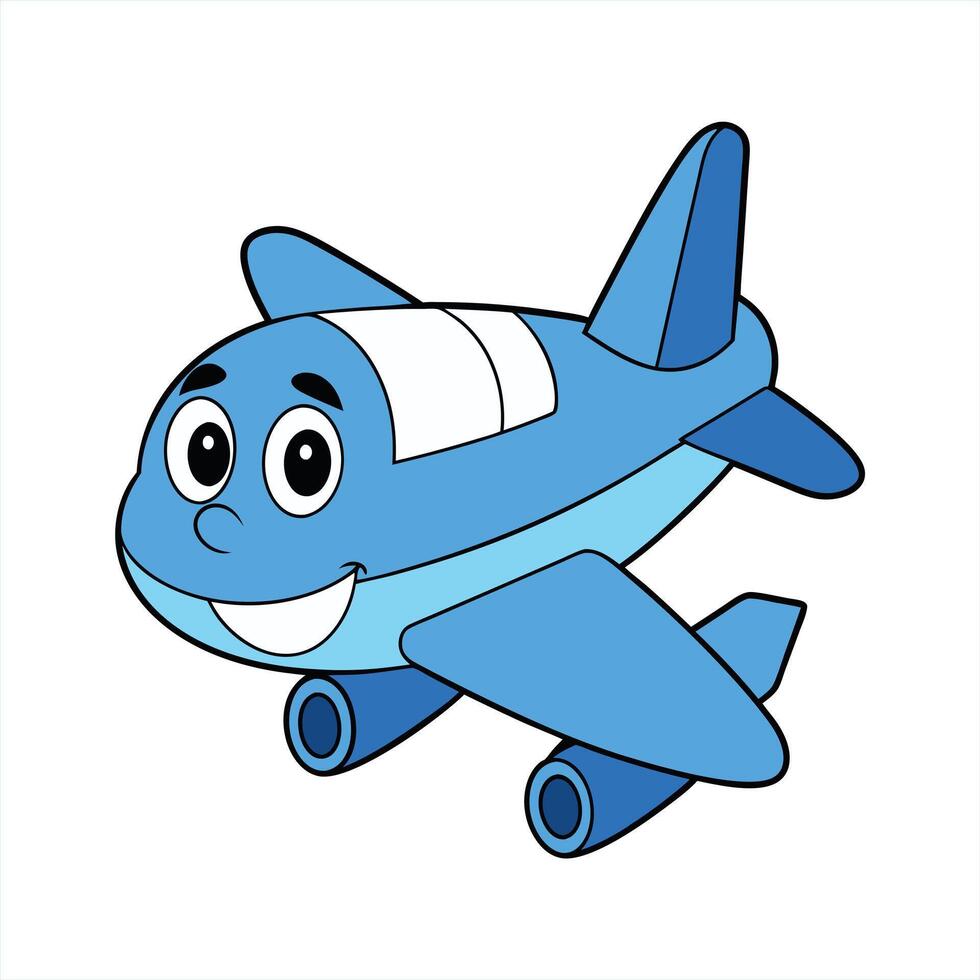 Cartoon smiling plane mascot character vector