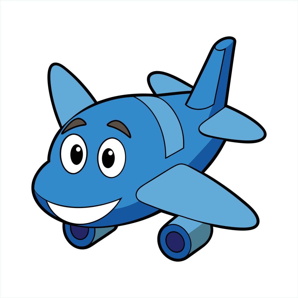 Cartoon smiling plane mascot character vector