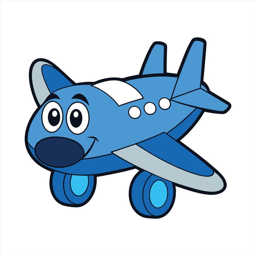 Cartoon smiling plane mascot character vector
