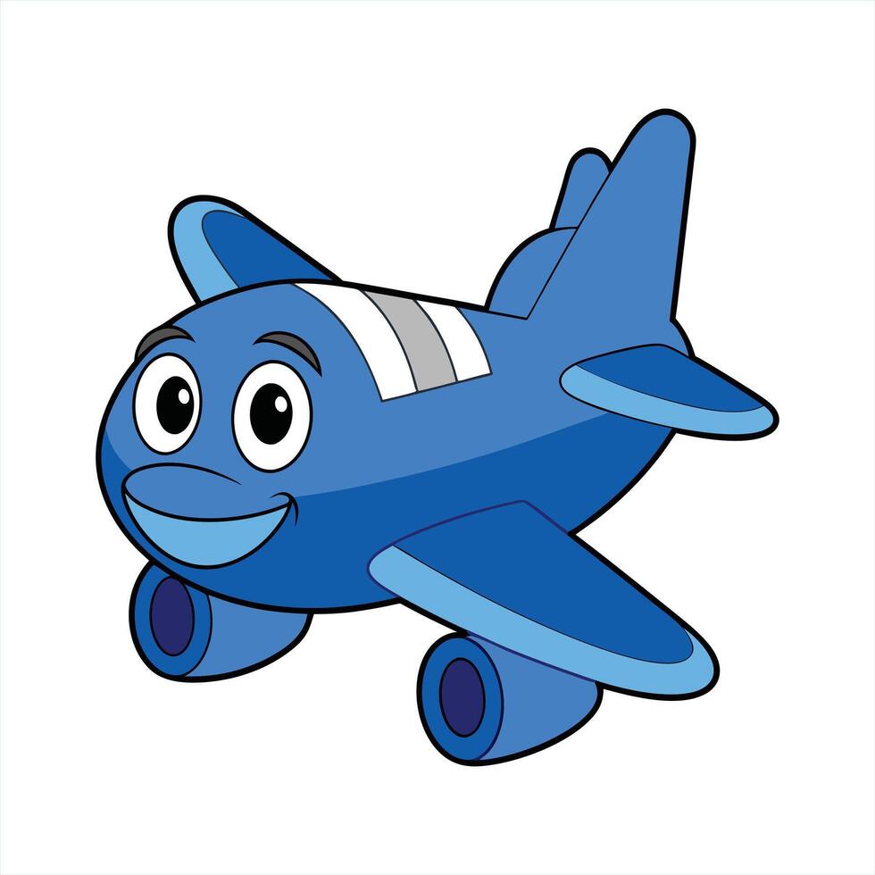 Cartoon smiling plane mascot character vector