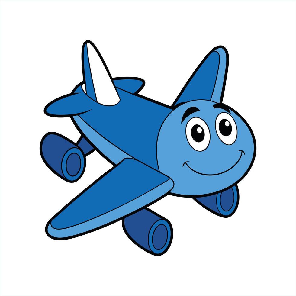 Cartoon smiling plane mascot character vector