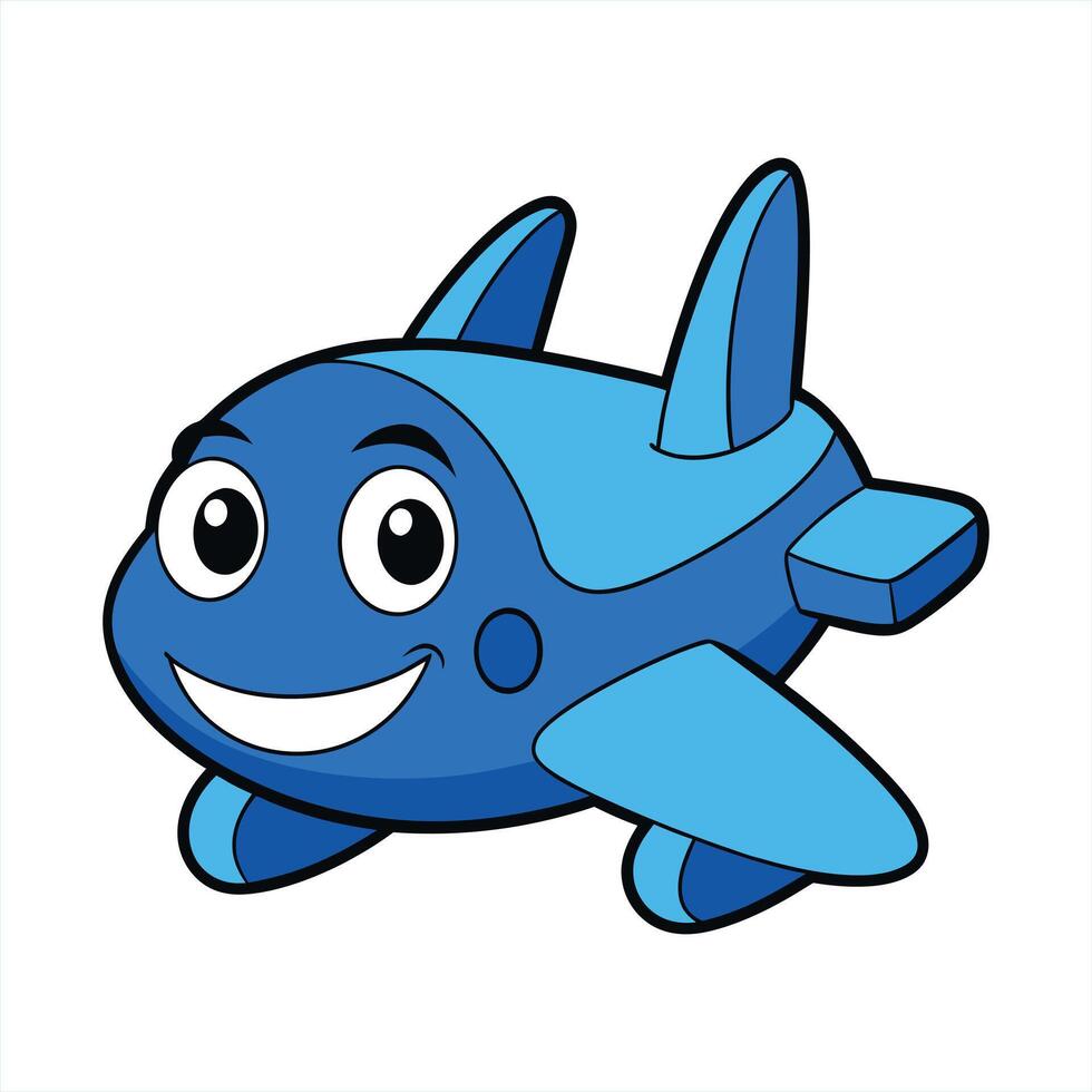 Cartoon smiling plane mascot character vector
