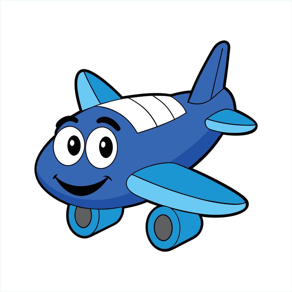 Cartoon smiling plane mascot character vector