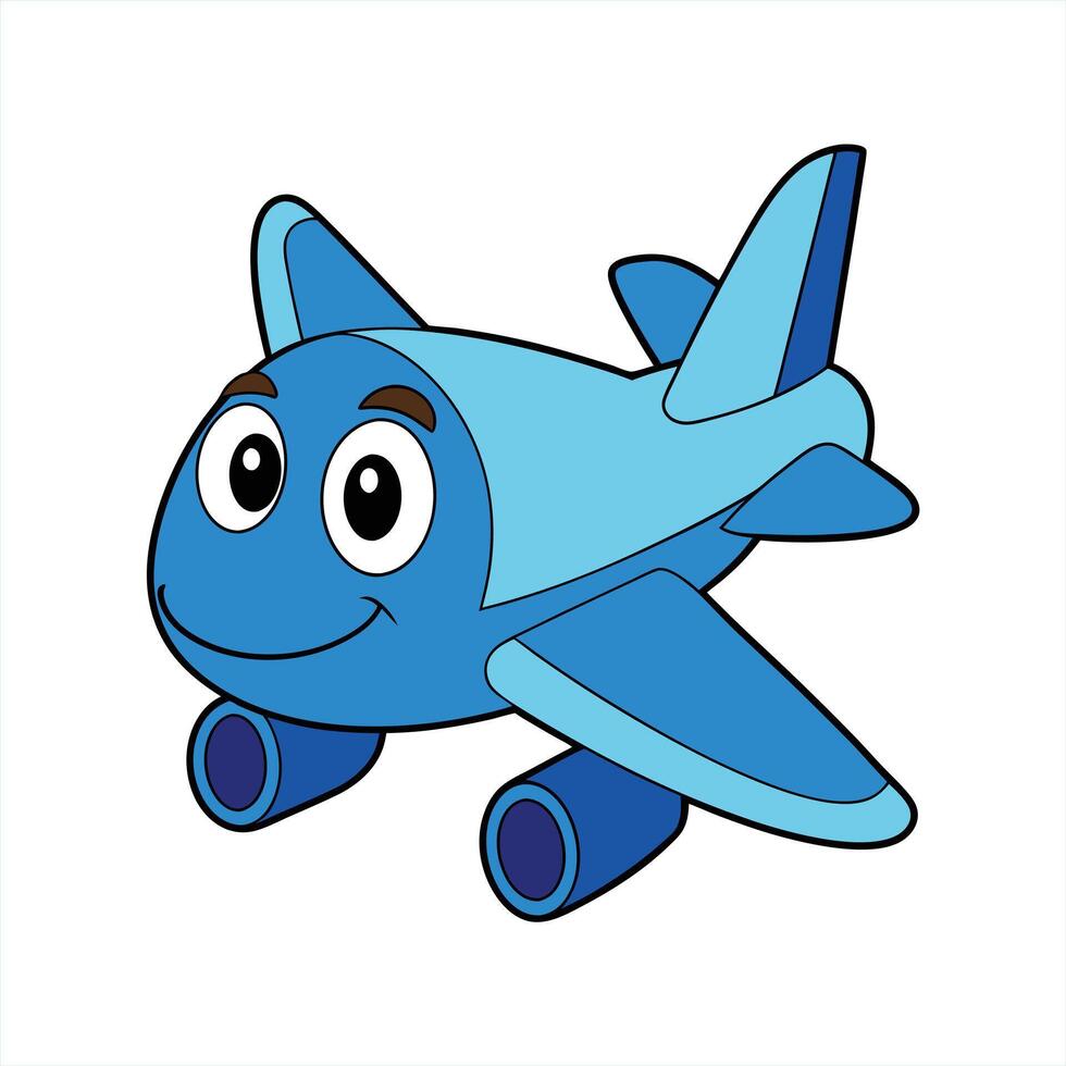 Cartoon smiling plane mascot character vector