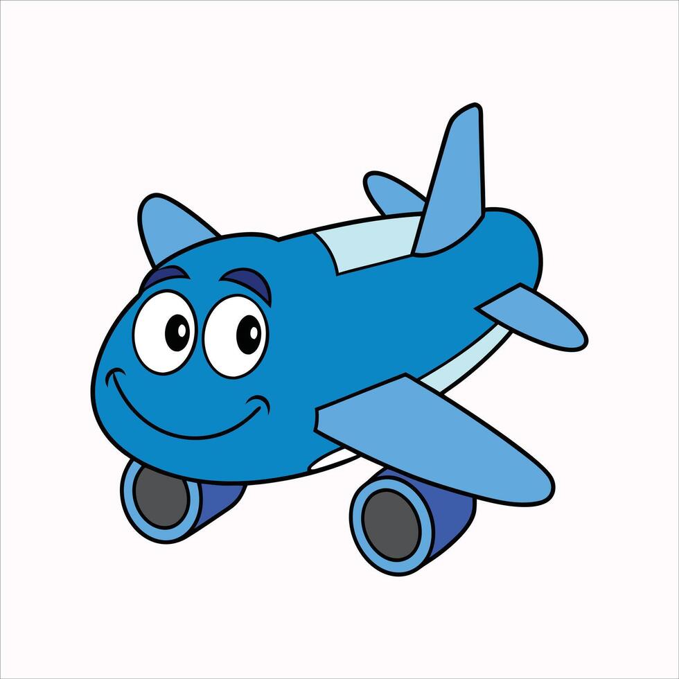 Cartoon smiling plane mascot character vector