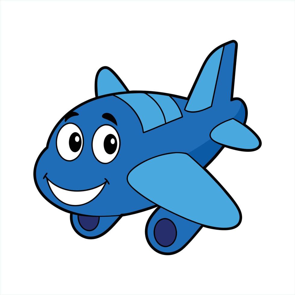 Cartoon smiling plane mascot character vector