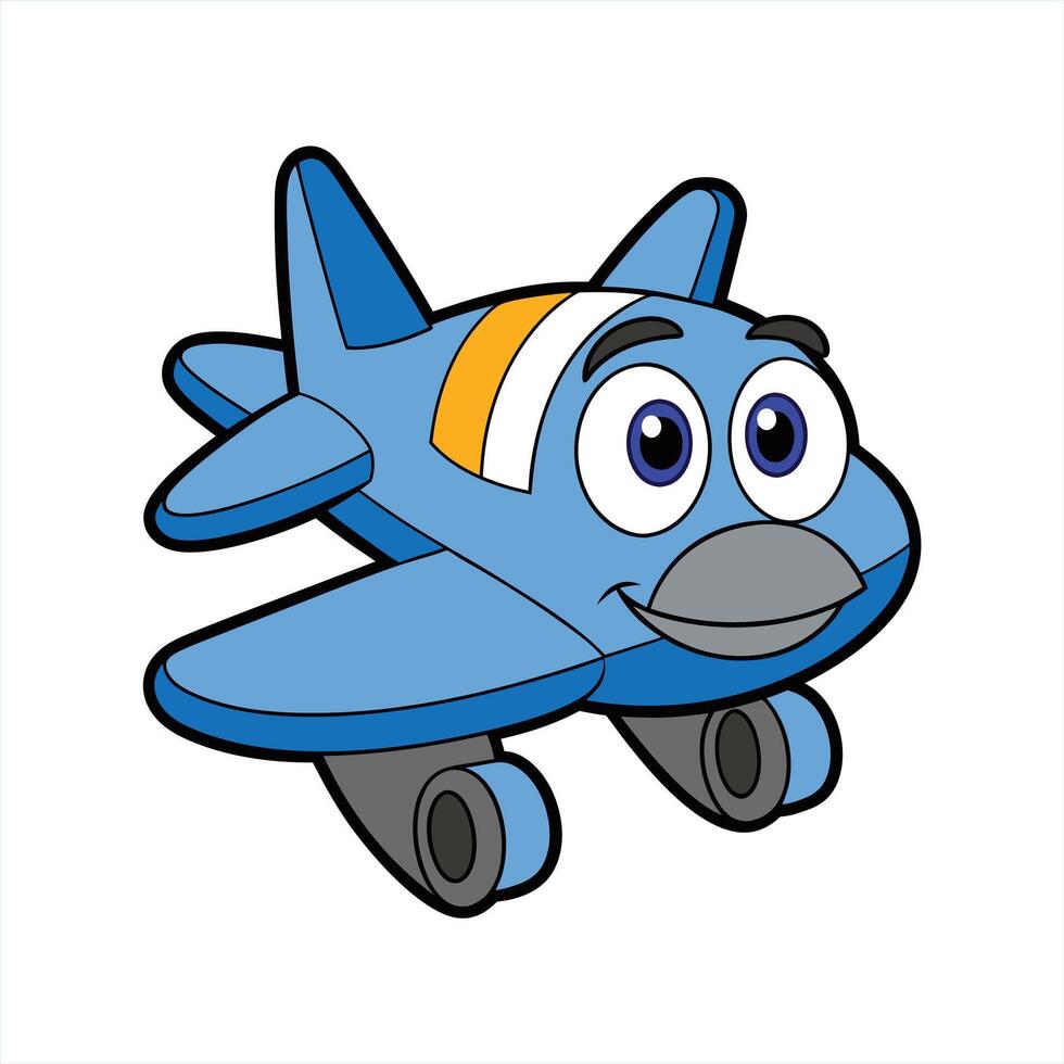 Cartoon smiling plane mascot character vector