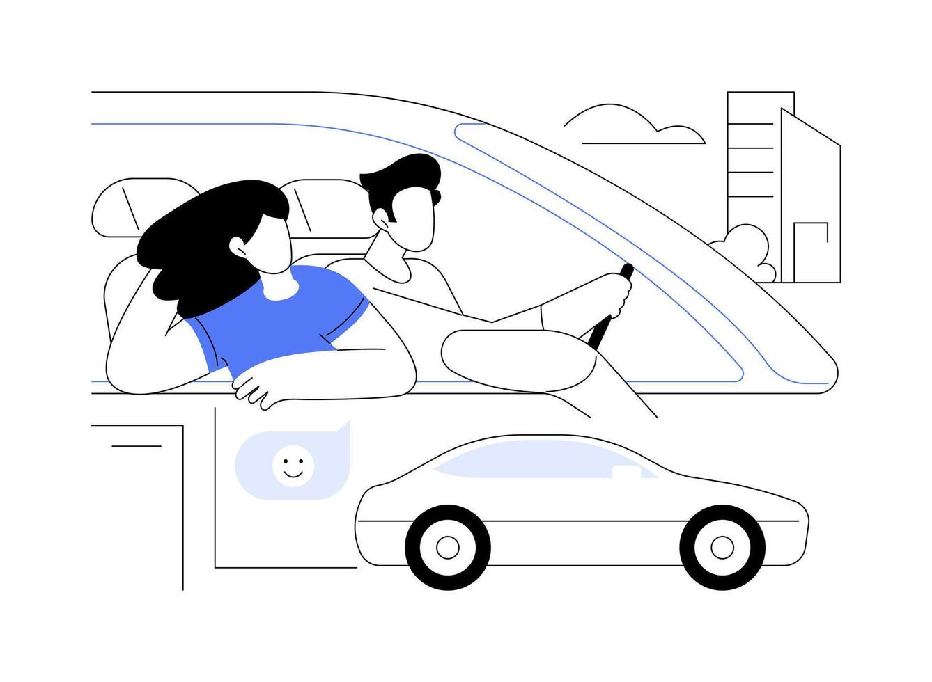 Happy driving isolated cartoon illustrations. vector