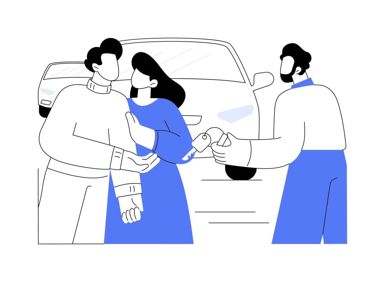 Purchasing a car isolated cartoon illustrations. vector