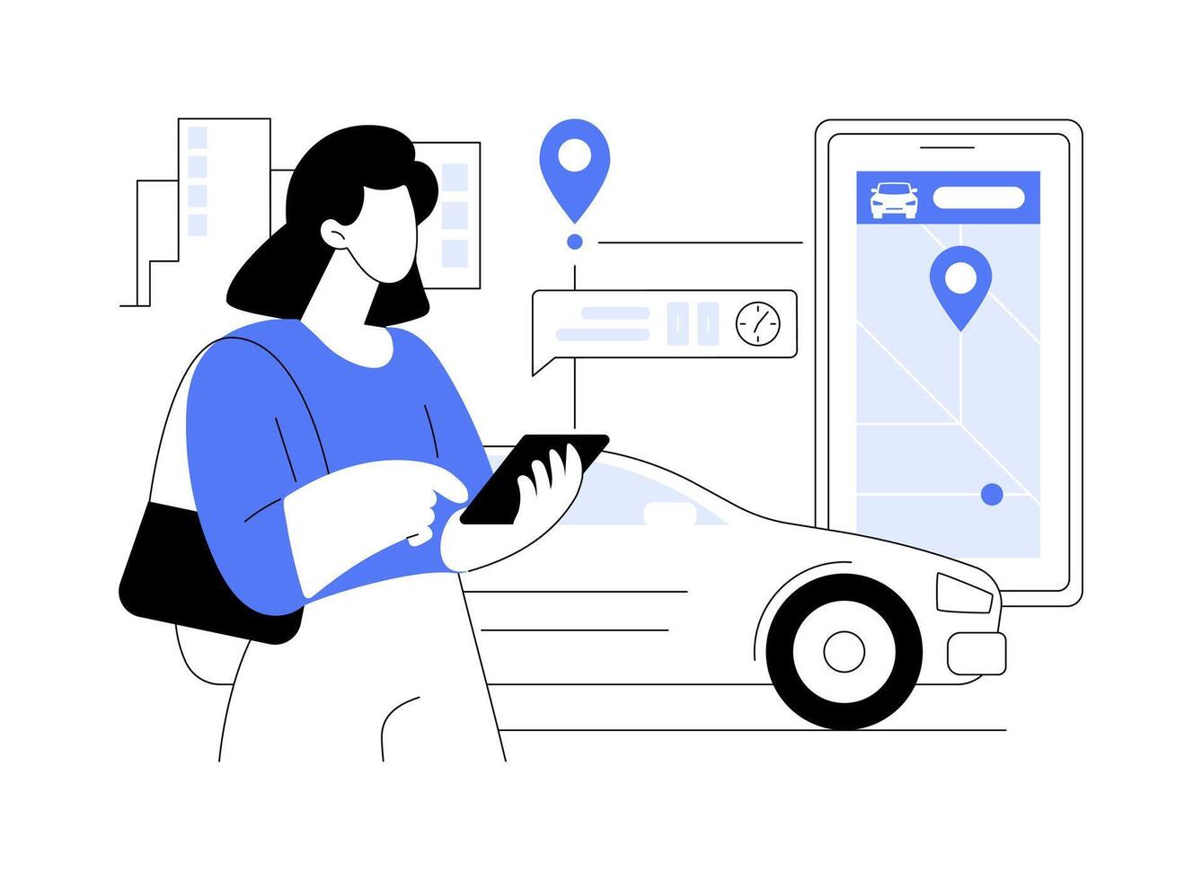 Booking a car isolated cartoon illustrations. vector