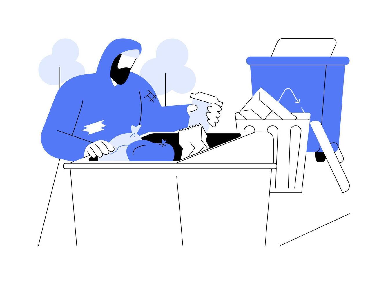 Homeless people isolated cartoon illustrations. vector