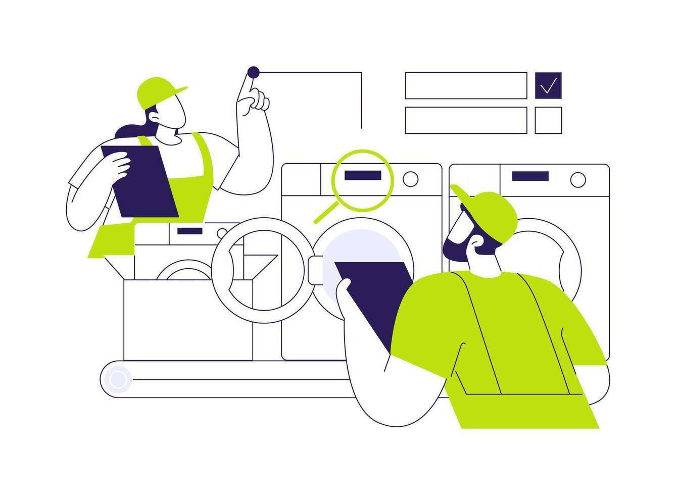 Testing of complete appliance abstract concept illustration. vector