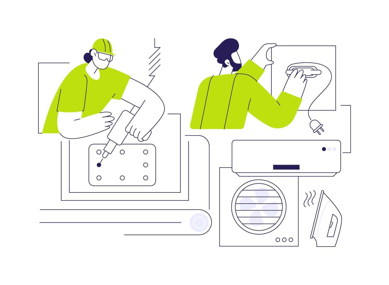 Home appliance assembly abstract concept illustration. vector