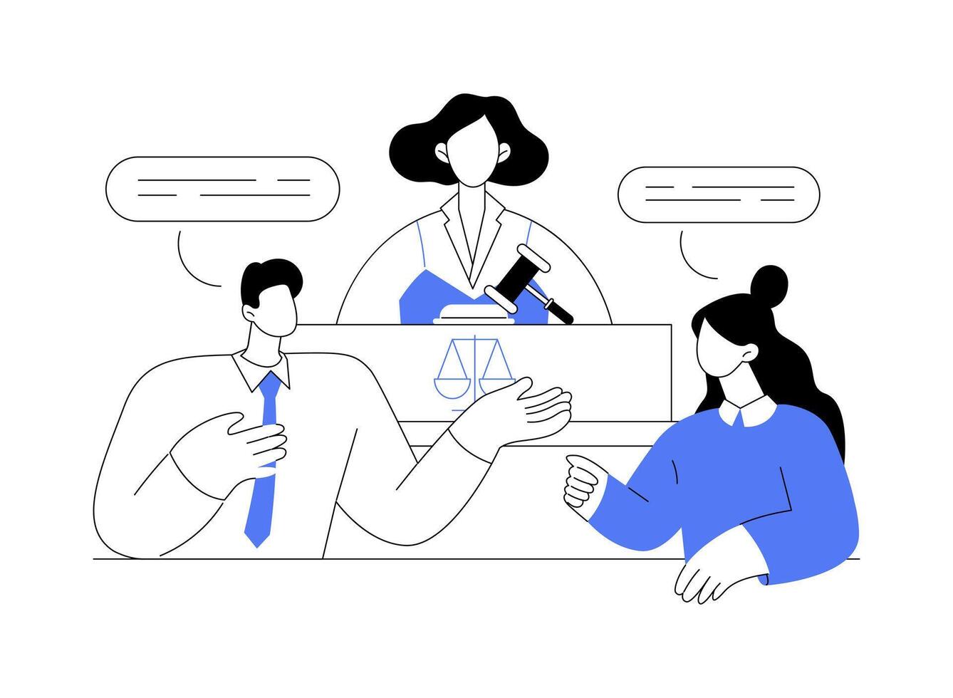 Prosecution of cases in courts abstract concept illustration. vector