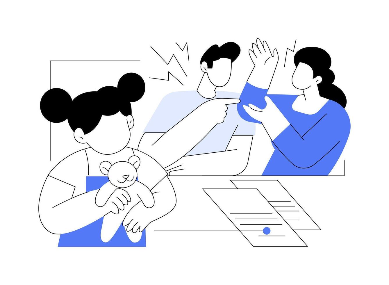 Child custody abstract concept illustration. vector