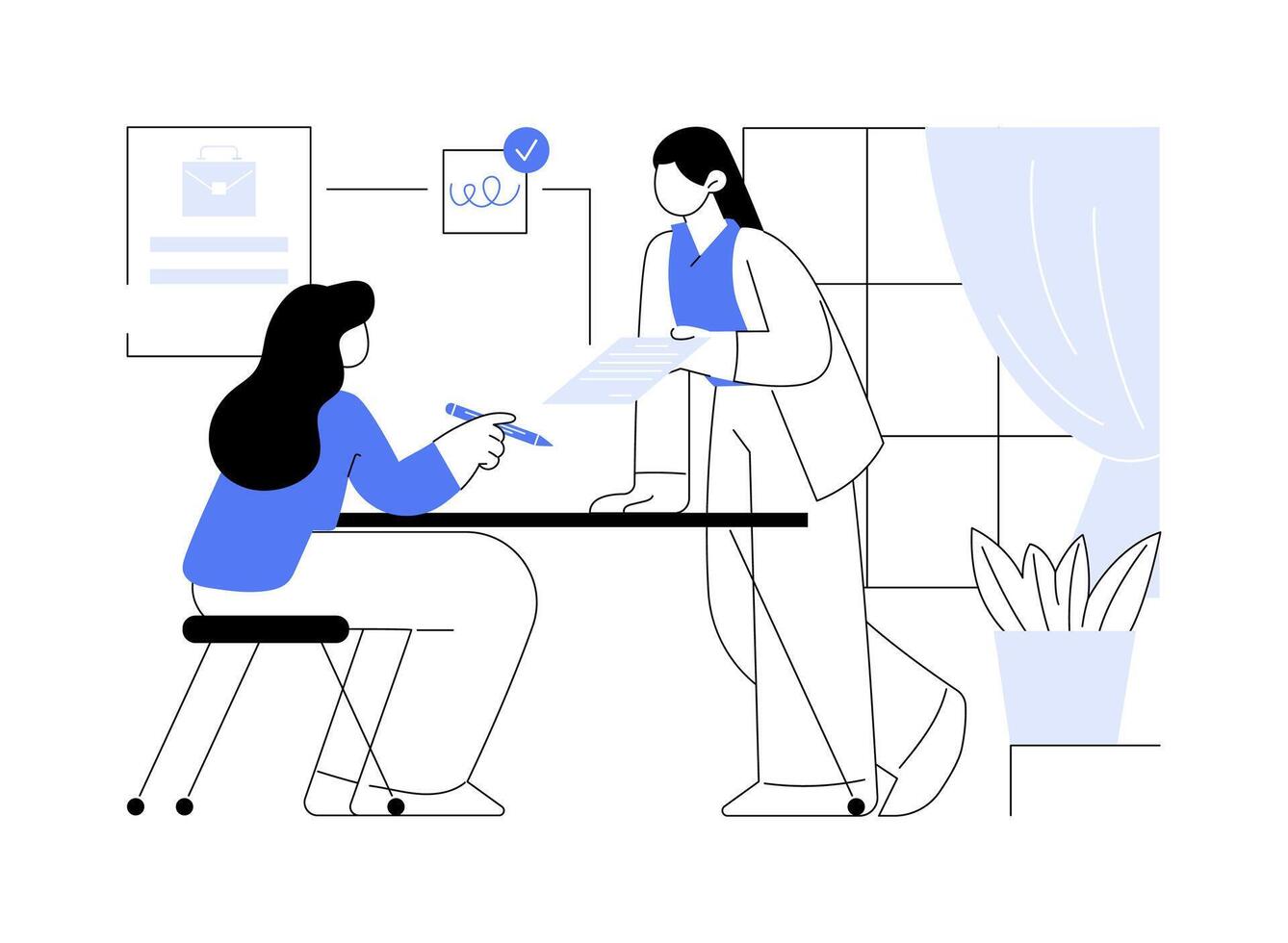 Signing contract abstract concept illustration. vector