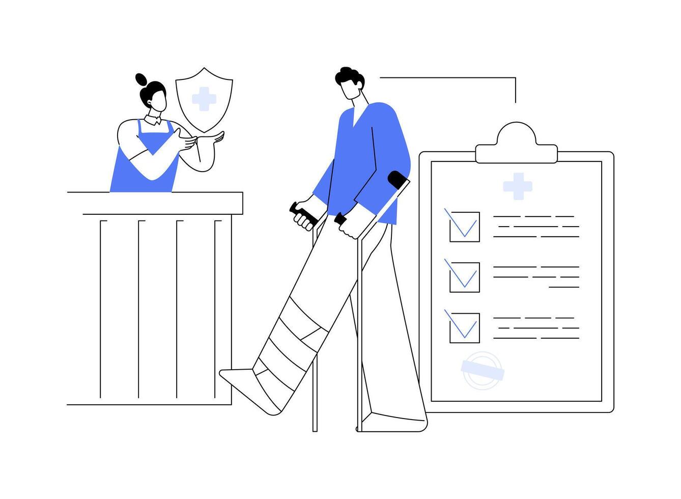 Workplace injury compensation abstract concept illustration. vector