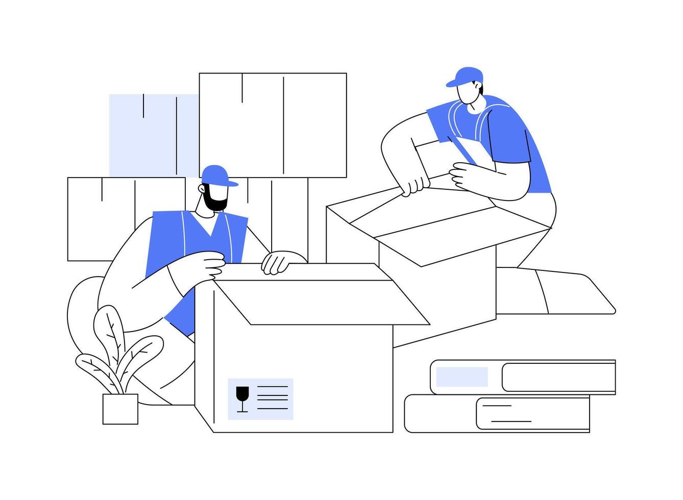 Unpacking belongings abstract concept illustration. vector