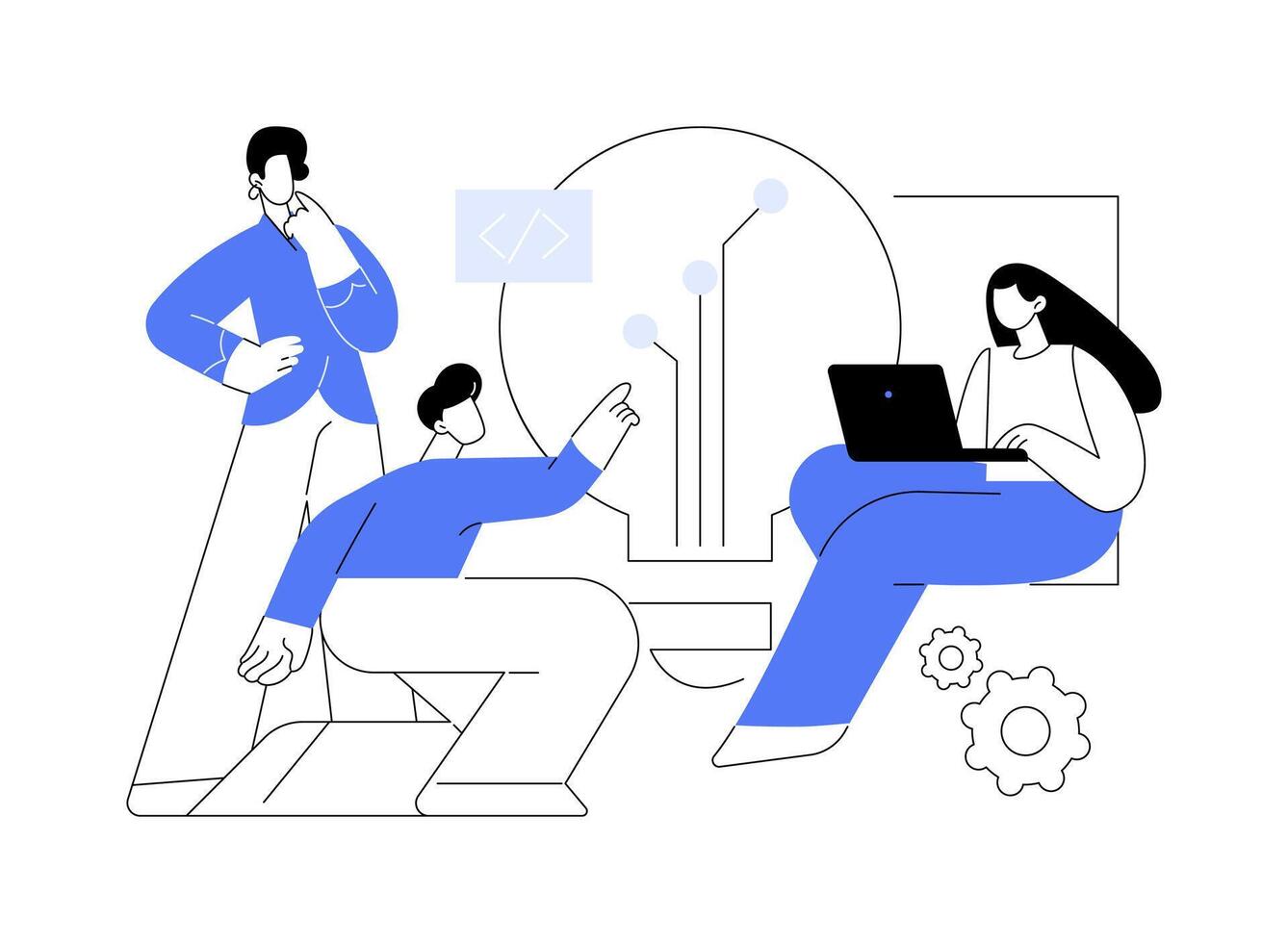 Brainstorming with a team abstract concept illustration. vector