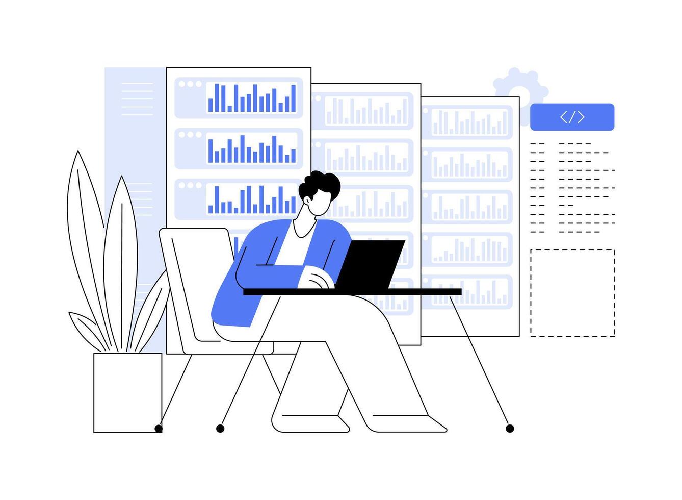 Database programming abstract concept illustration. vector