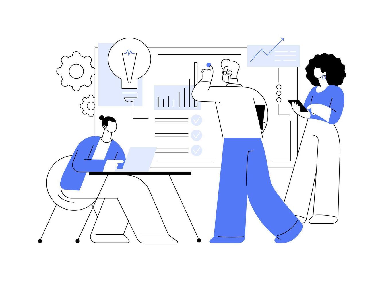 Brainstorming with creative team abstract concept illustration. vector