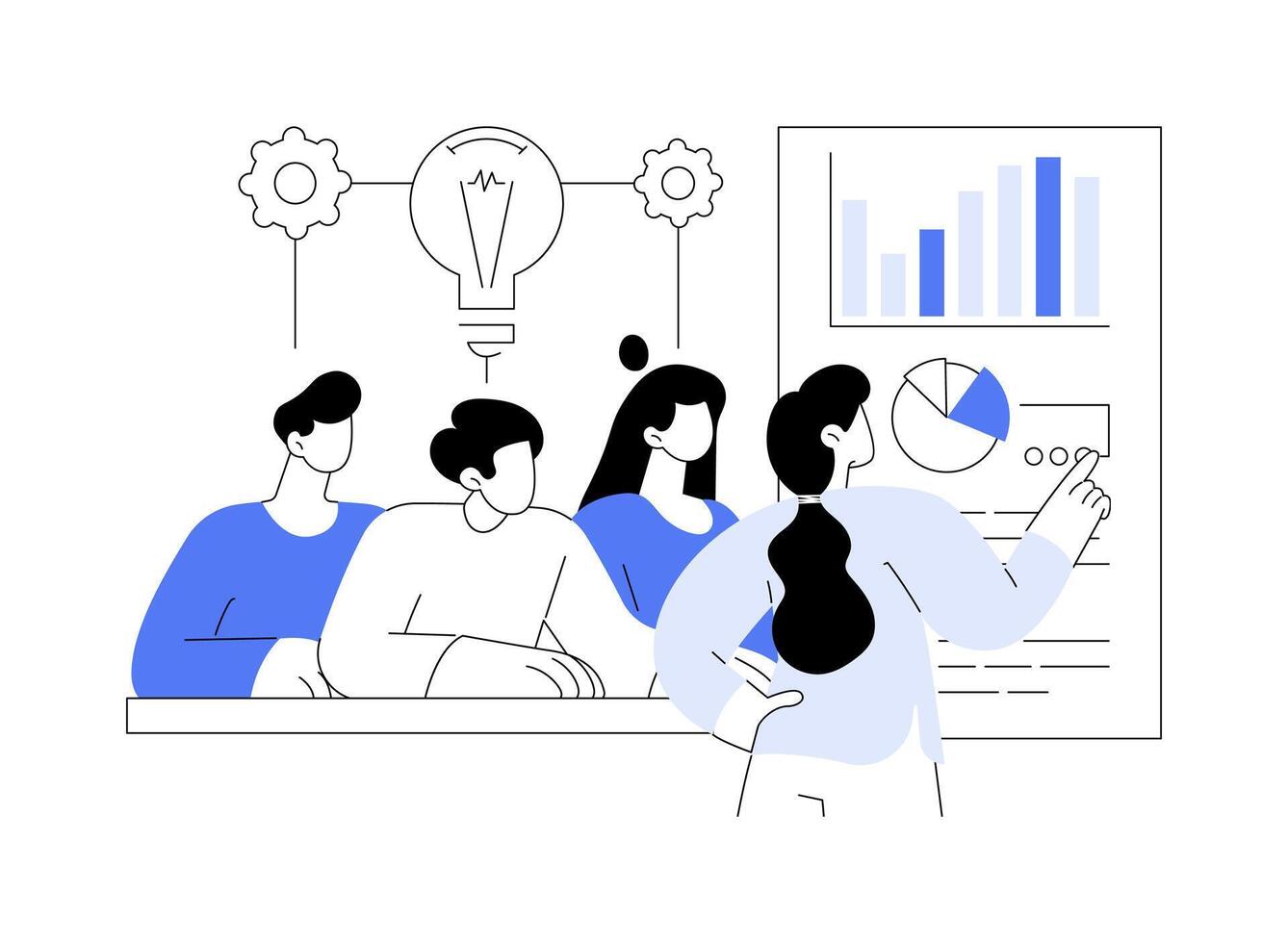 Brainstorming new product idea abstract concept illustration. vector