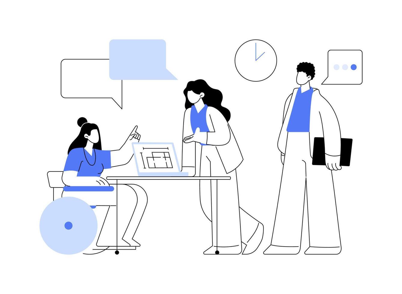 Inclusion at a workplace abstract concept illustration. vector
