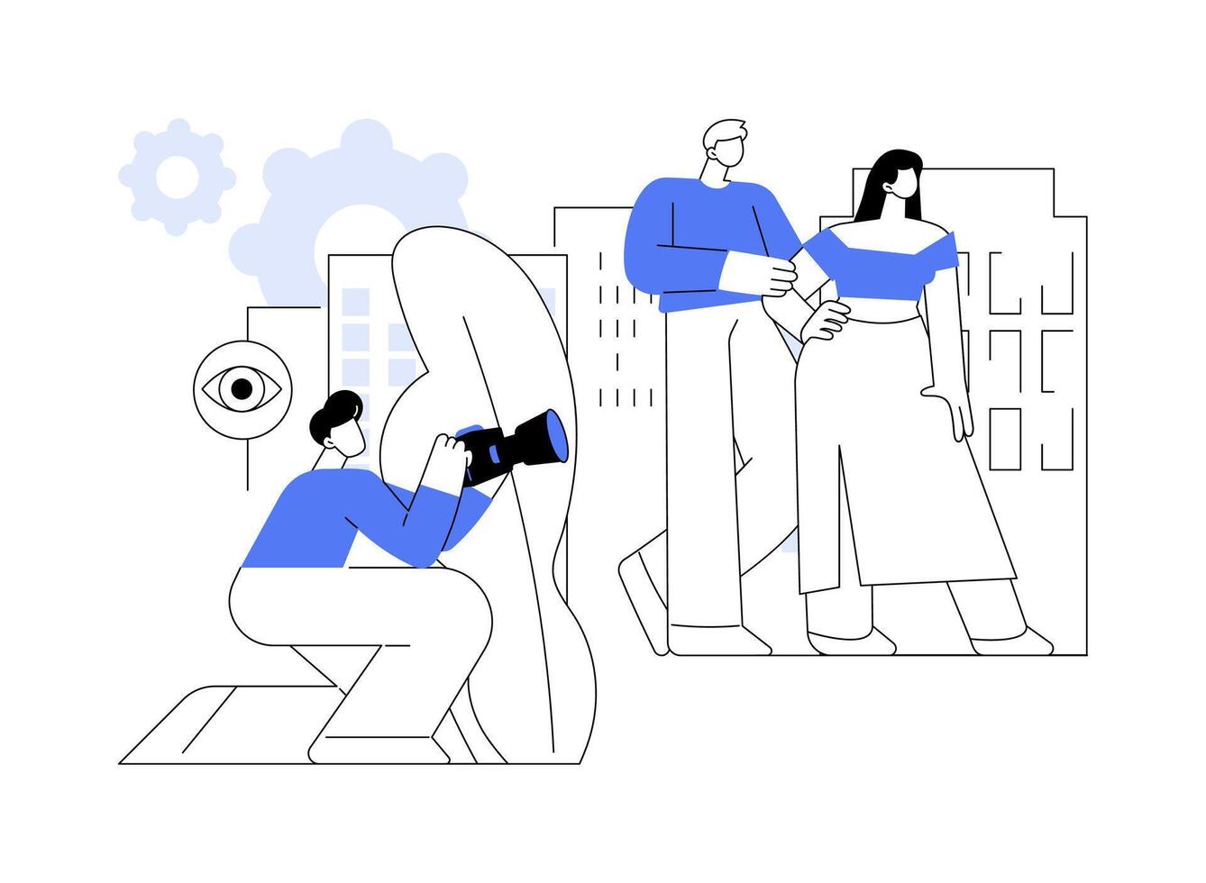 Private detective surveillance abstract concept illustration. vector