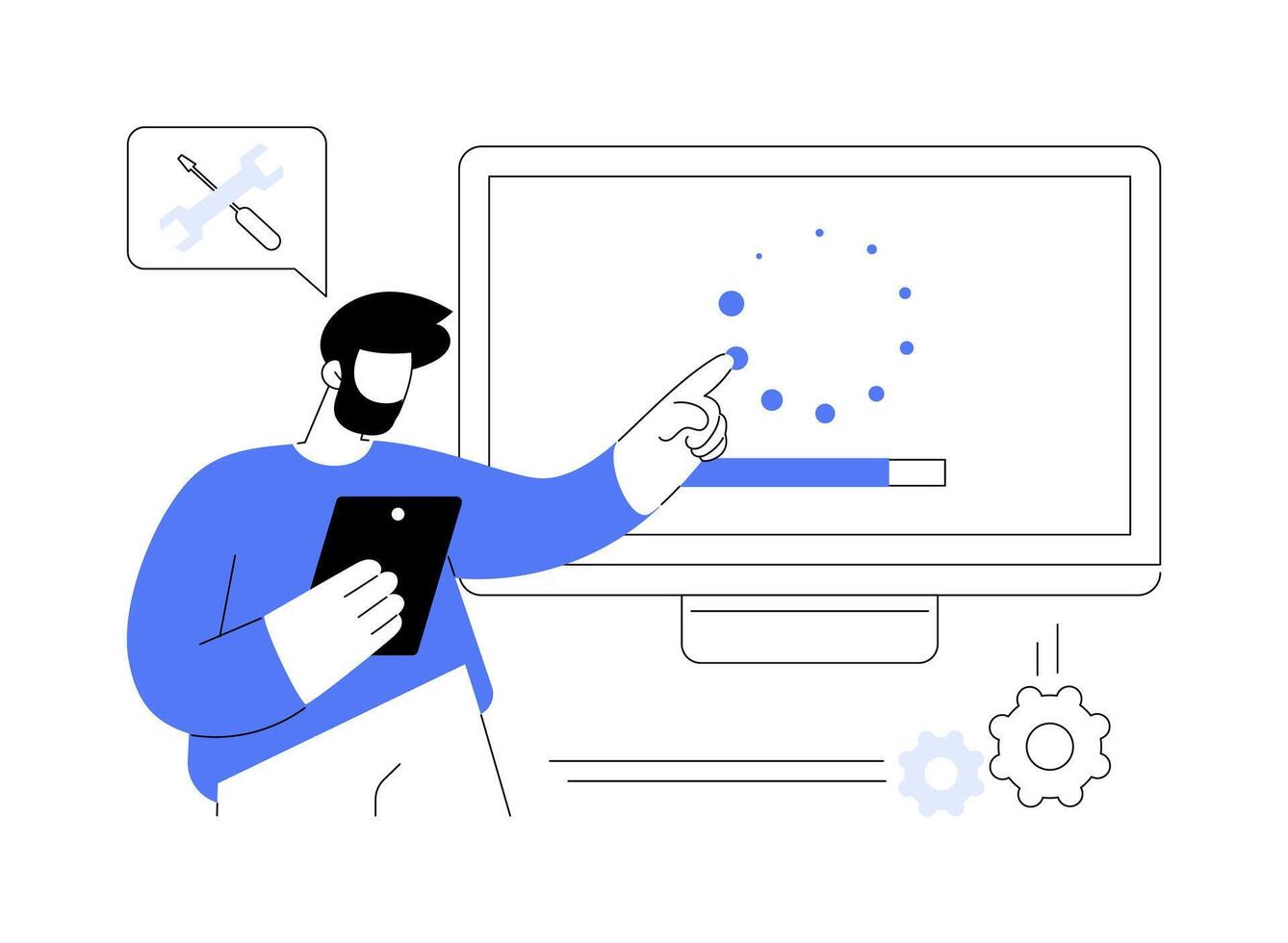 Remote troubleshooting abstract concept illustration. vector