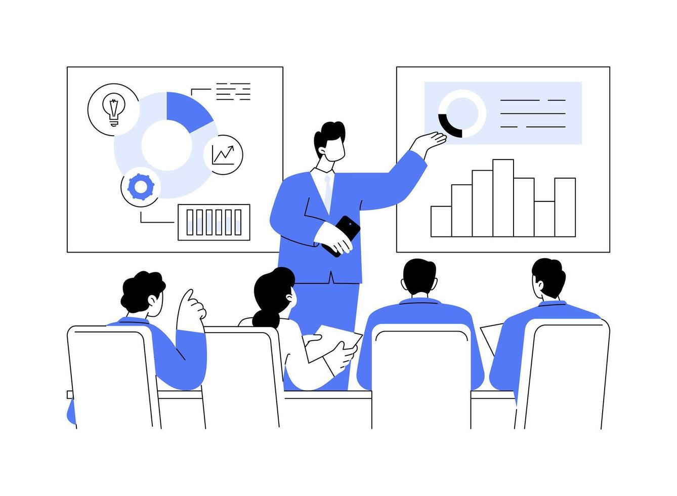 Pitching idea for investor abstract concept illustration. vector