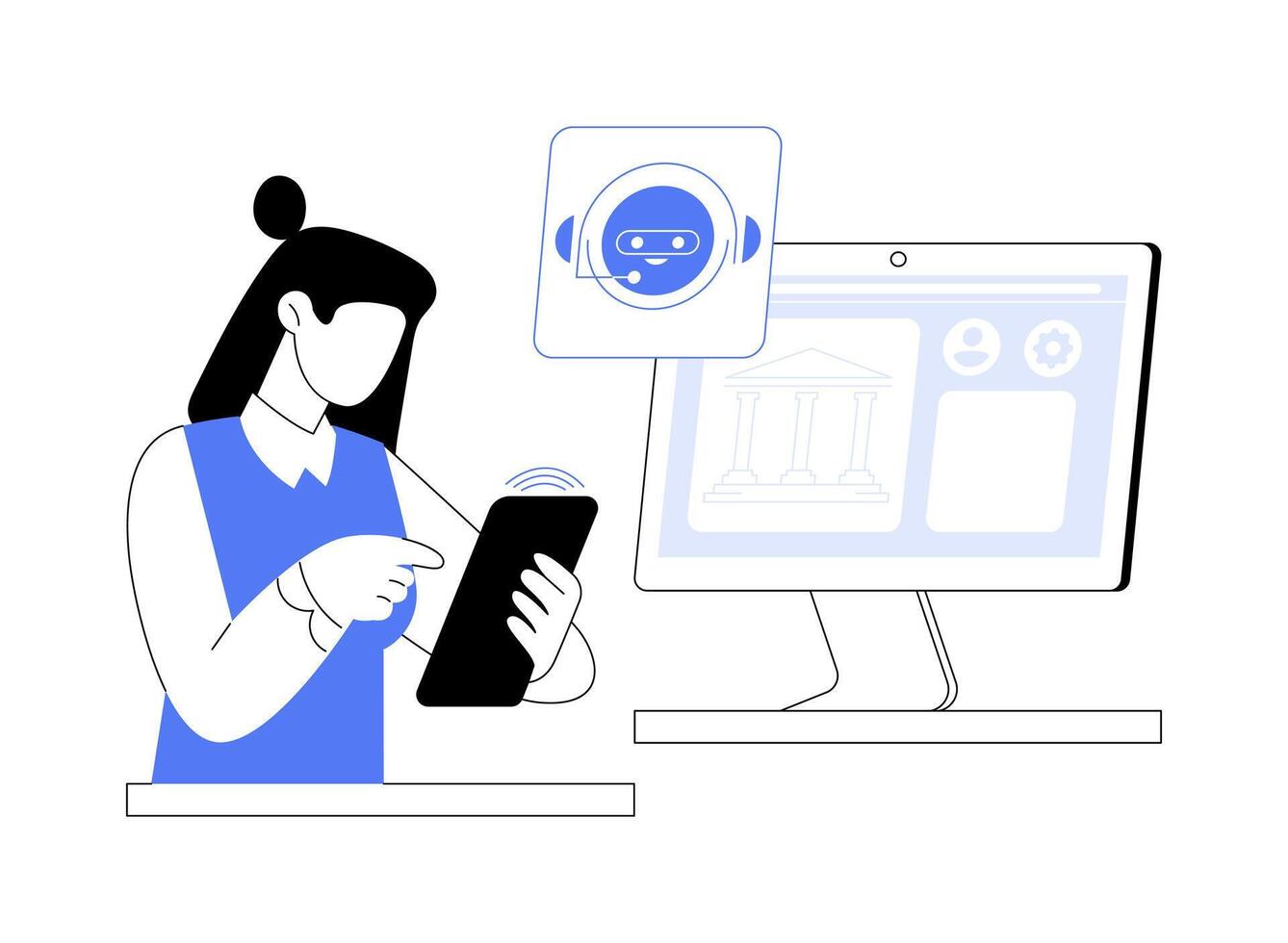 Chatbot assistant abstract concept illustration. vector