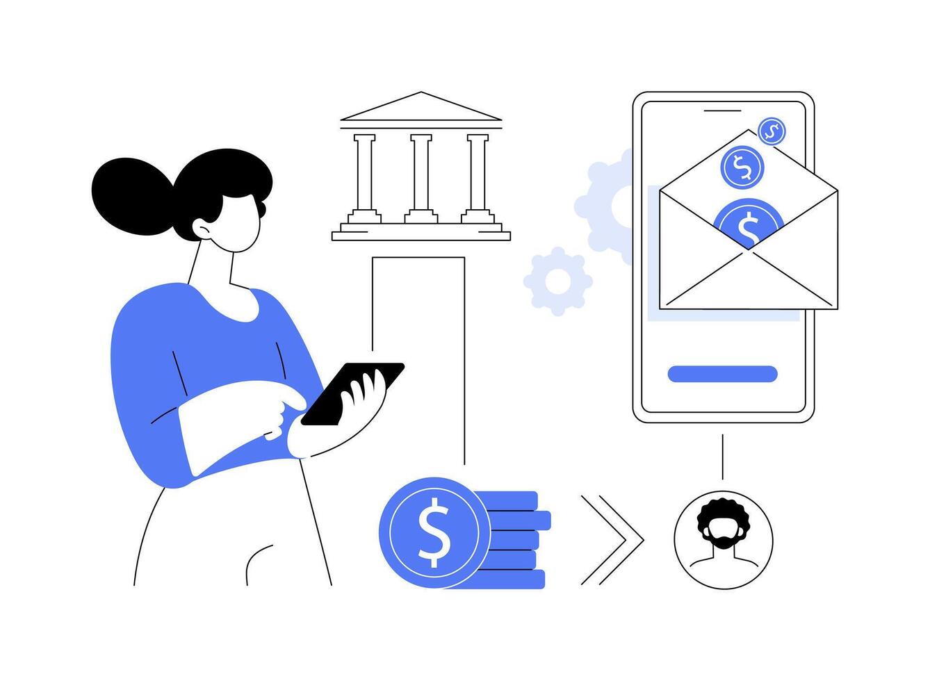 Money transfer abstract concept illustration. vector