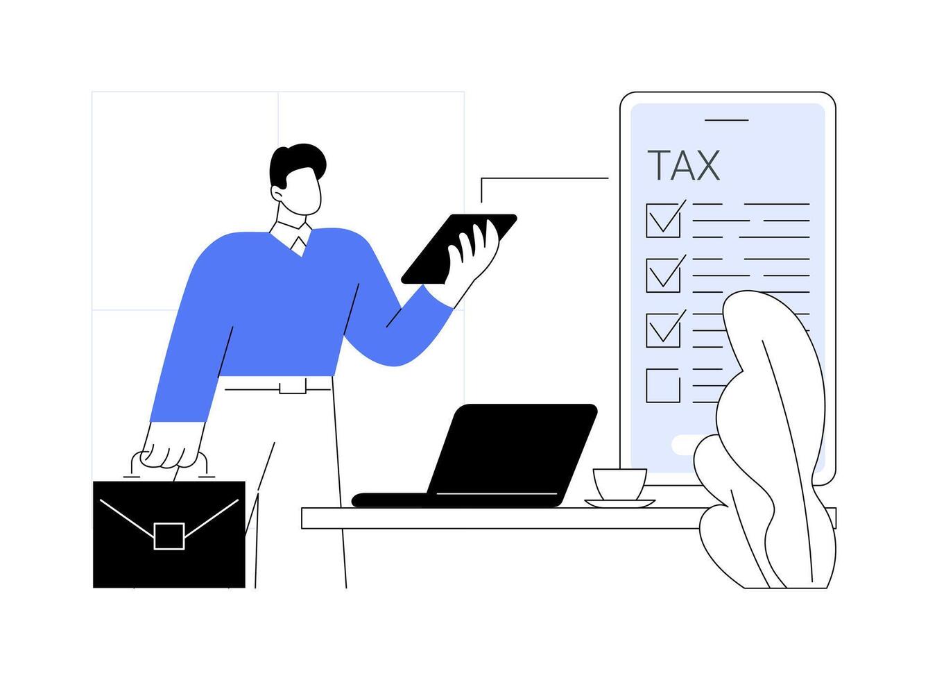 Tax filing app abstract concept illustration. vector