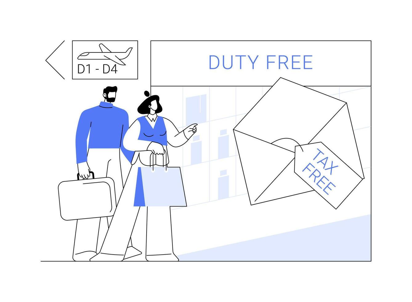 Duty free shop abstract concept illustration. vector