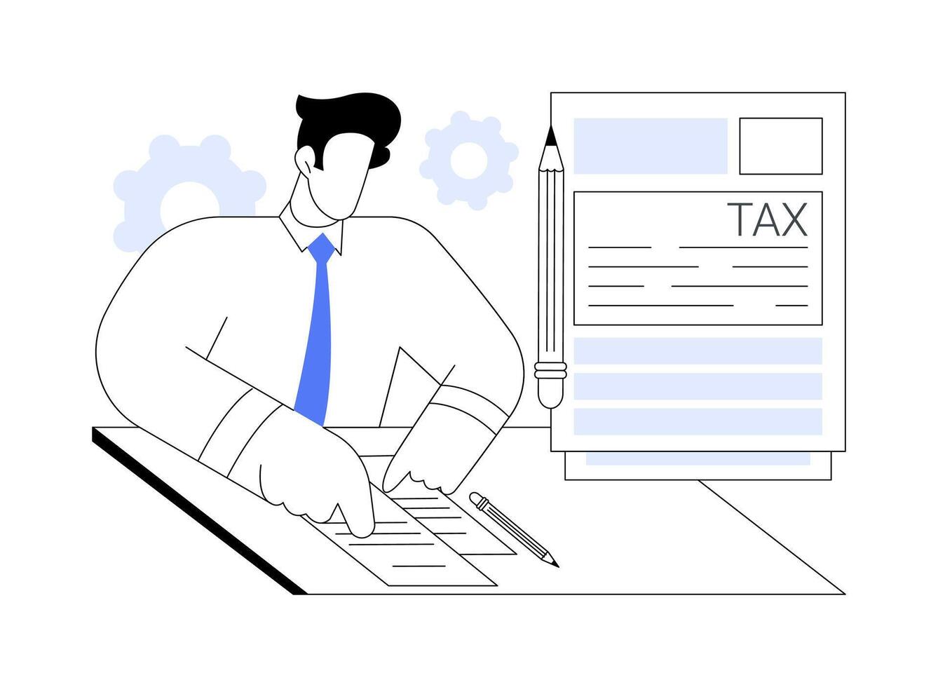 Filing tax form abstract concept illustration. vector