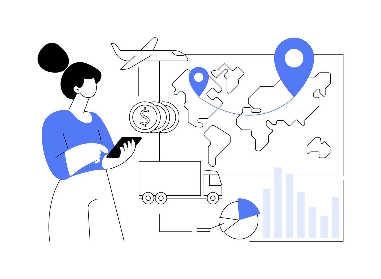 Transportation cost optimization abstract concept illustration. vector