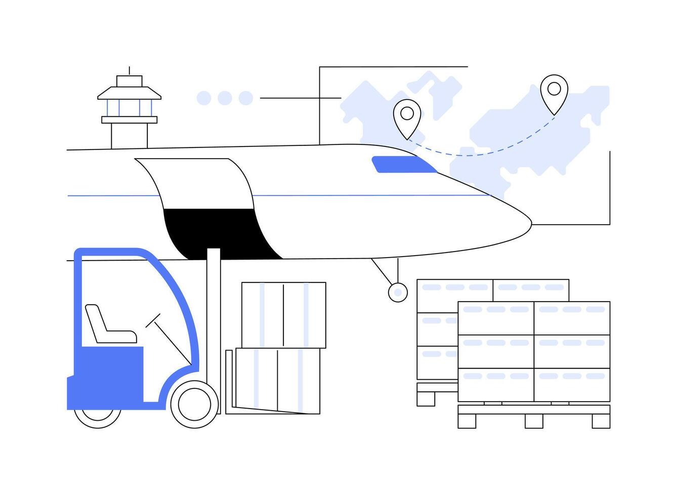 Air freight logistics abstract concept illustration. vector