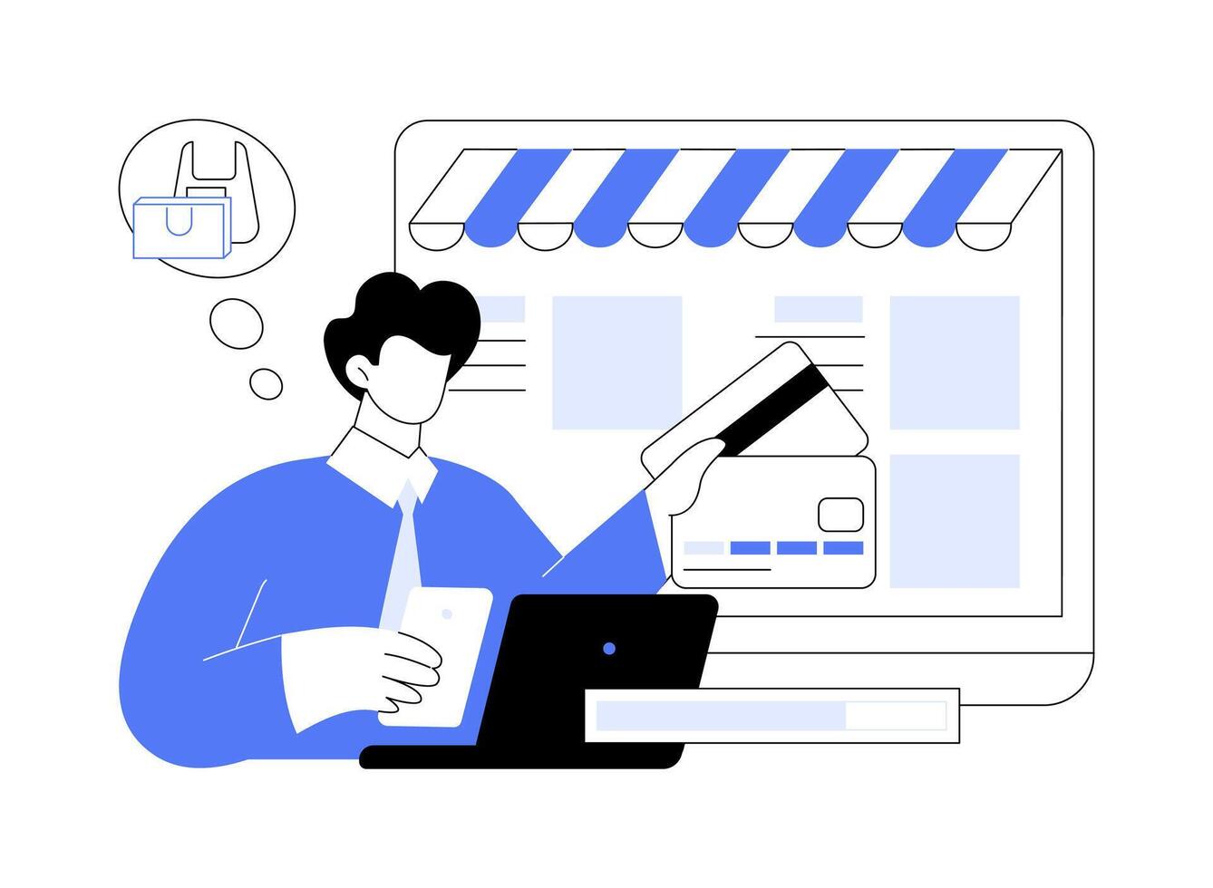Purchasing goods online abstract concept illustration. vector
